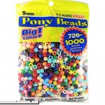 Pony Beads Multi Color 9mm 1000 Pcs in Bag 3 Pack  B013AQVIRO